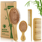 MRD Hair Brush Set, Natural Bamboo Comb Paddle Detangling Hairbrush, Wide-Tooth