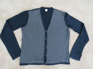 mens sweater Armani Collection cardigan checks black gray two tone M