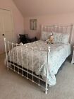 Antique White Iron Bed Frame - Fits Full Size Mattress