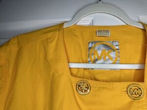 Michael Kors Jacket Shirt Women Yellow Long Sleeve Short Trench Coat 2xl Read