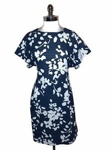 RENEE C. Plus Size 4X A-Line Dress Blue White Floral Lace Short Sleeve USA