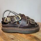 Dr. Doc Martens ENGLAND Vintage 90s Brown Sandals Leather Buckle Chunky Womens 6