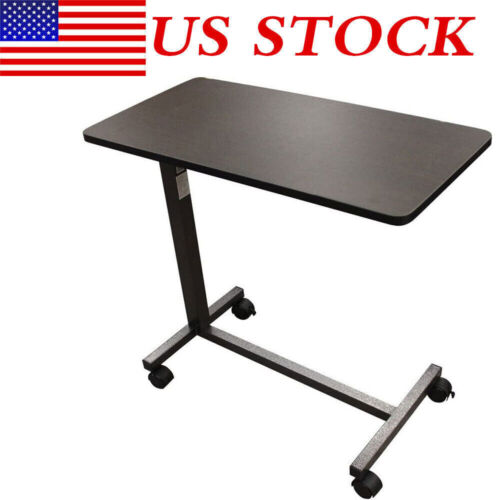 Over The Bed Side Table Wheels Hospital Overbed Rolling Tray Adjustable Bedside