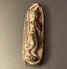 Vintage Walking Buddha Hand Carved Stone One-Sided Amulet 1.25” Thai Collector