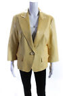 Lafayette 148 New York Women's Collar Long Sleeves Leather Blazer Yellow Size14