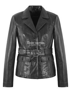 Womens TRENCH Coat Black Classic Real Soft Genuine Leather Jacket Castle Kate
