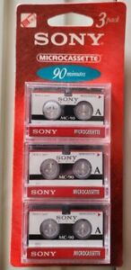 Sony Microcassette Blank Tapes 90 Minutes 3-Pack MC-90 Voice Recorder BRAND NEW