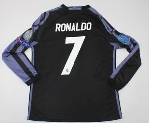 real madrid jersey 2016 2017 black shirt long sleeve champions league ronaldo