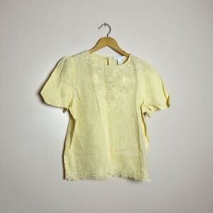 SALE! Pale Yellow Nordstrom Signature Eyelet Top Size S EUC
