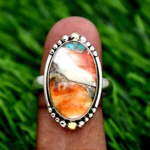 Oyster Copper Turquoise 925 Sterling Silver Ring Mother's Day Jewelry MA-5