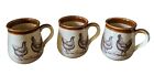 Set Of 3 Vintage 1979 Enesco Country Road Mugs Chicken Rooster Pottery Japan