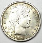 1893-S Barber Quarter 25C Coin - Uncirculated Details (UNC MS) - Rare Date!