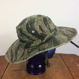 Vintage Vietnam War Tiger Stripe Camo Boonie Bucket Hat Cap Special Forces USMC