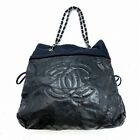 Chanel Chain Tote Shoulder Bag Decacoco Patent Black EX720