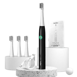 Electric Power Toothbrush 3 Modes 4 Replacement Brush Heads Rechargeable
