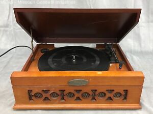 Pyle Retro Vintage Classic Style Turntable Vinyl Record Player Mahogany Cabinet