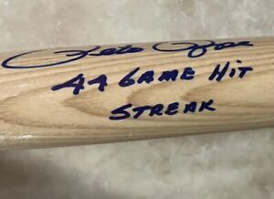 Pete Rose Signed Baseball Bat Inscribed “44 Game Hit Streak” NL Record The GOAT
