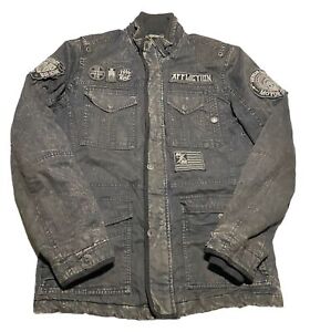 Affliction Men’s Jacket Size Medium Black Premium Embroidered Patch AD1