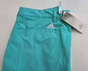 Adidas Mens Golf Shorts 40 W White Green Casual Teal Comfort New Crosshatch