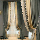 American Dark green luxury velvet thick cloth blackout curtain tulle drape C1408