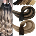 Invisible Skin Weft Tape In Remy Human Hair Extensions Russian Full Head 50G Icy