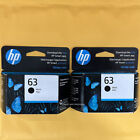 2psc HP 63 Black Ink Cartridges New Genuine