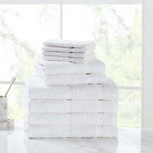 New ListingMainstays 10 Piece Bath Towel Set with Upgraded Softness & Durability, White