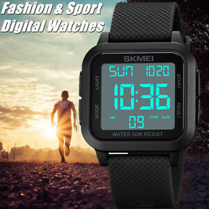 Mens Sport Digital Watches Waterproof Outdoor Wristwatch LED Backlight Teenager