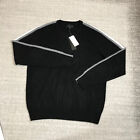 New Magaschoni Sweater Mens Medium Pullover Cashmere Black Gray Stripe New