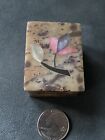 Inlaid Flower Design Stone Carved Side Rectangular Trinket Box and Lid India