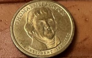 2007 P Thomas Jefferson Presidential $1 Coin US 1801-1809 RARE