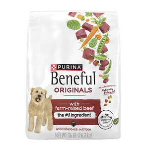 Purina Beneful Originals Dry Dog Food Farm Raised Beef 36 Lb Bag Vitamin Mineral