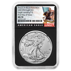 2021 (W) $1 Type 2 American Silver Eagle NGC MS70 FDI Black Label Retro Core