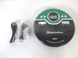 Studebaker Vintage Green Retro Portable CD Player with Sports Earbuds
