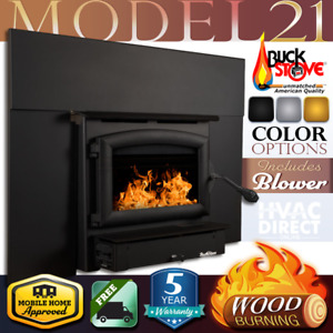 Buck Stove Model 21 Wood Burning Fireplace Insert with Blower - Up to 1800 SQFT