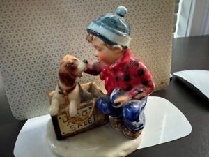 Vintage Goebel Norman Rockwell “Dog for Sale” Figurine Boy with Dog Ceramic 1960