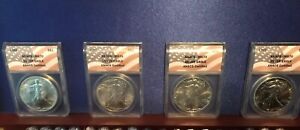 New ListingAMERICAN SILVER EAGLE 1986-1989 ANACS MS70 FLAG FIRST YEARS OF ISSUE (4 Coins)