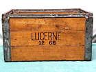 Vintage Lucerne Wood & Metal Milk Dairy Crate Box 12 66 Cottage Core Granny Core