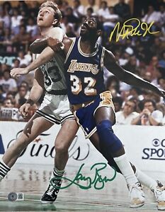 Magic Johnson - Larry Bird Signed Autographed 11x14 Photo Beckett BAS Lakers