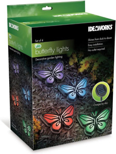 IdeaWorks Butterfly Lights-Sets of 4-Solar Powered-Automatically Turns On at Dus