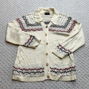 SG Sweaters Gari Vintage Button Up Cardigan Sweater Mens Small Beige Collared
