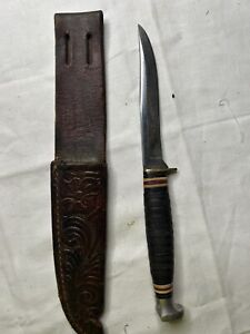 Ka-bar 1226 USA Skinning /hunting Knife With Leather Sheath