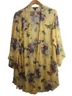Torrid Womens Plus 1X  Yellow Floral Butterfly Duster Open Cardigan Cover Up