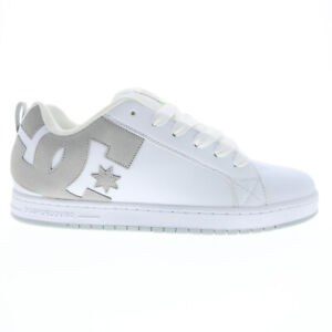 DC Court Graffik 300529 Mens White Leather Low Top Lace Up Skate Sneakers Shoes