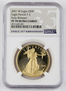 2021 W $50 1 Oz GOLD AMERICAN EAGLE PROOF COIN Type 2 NGC PF70 UC Early Releases