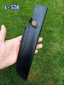 Large Leather Fixed Blade Bowie Knife Belt Sheath Black Leather Knife Holster