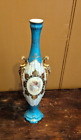 Royal Saxe E.S. Germany Porcelain Bud Vase Handpainted w/ Gilt Handles 11.75