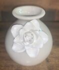 Bud Vase White w Ceramic Rose 3in Tall Petite & Sweet