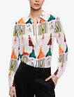Alice + Olivia Silk Long Sleeve Floral Printed Shirt Blouse Top