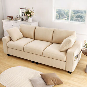 Upholstered Loveseat Sofa Couch Sofas 3-Seater Sofas Furniture with Side Pocket